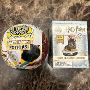 Harry Potter lot—sealed Potions Miniverse & Dobby Christmas stocking w/ sound!
